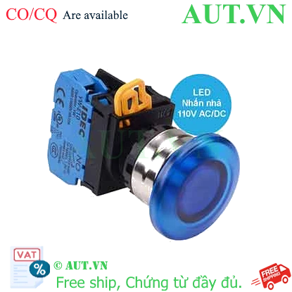 Ảnh của Nút nhấn nhả có đèn IDEC YW4L-M4E10QHS 110VAC D22 1NO (Xanh)