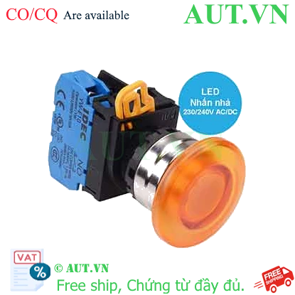 Ảnh của Nút nhấn nhả có đèn IDEC YW4L-M4E10QM3A 220VAC D22 1NO (Hổ phách)