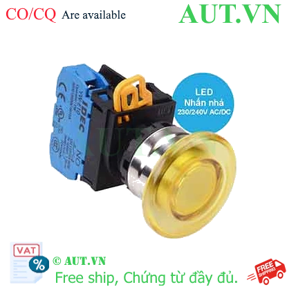 Ảnh của Nút nhấn nhả có đèn IDEC YW4L-M4E10QM3Y 220VAC D22 1NO (Vàng)