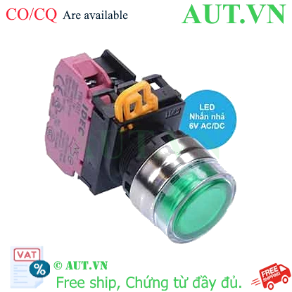 Ảnh của Nút nhấn nhả có đèn IDEC YW4L-MF2E01Q2G 6VAC/DC D22 1NC (Xanh)