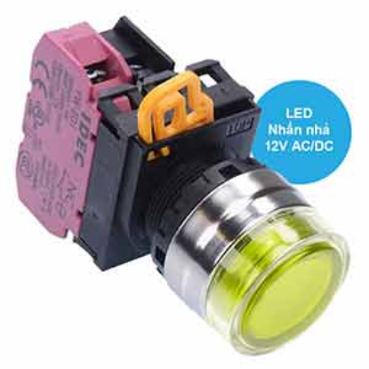 Ảnh của Nút nhấn nhả có đèn IDEC YW4L-MF2E01Q3Y 12VAC/DC D22 1NC (Vàng)