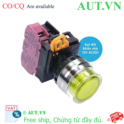 Ảnh của Nút nhấn nhả có đèn IDEC YW4L-MF2E01Q6Y 12VAC/DC D22 1NC (Vàng)