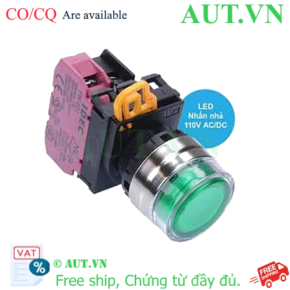 Ảnh của Nút nhấn nhả có đèn IDEC YW4L-MF2E01QHG 110VAC D22 1NC (Xanh)