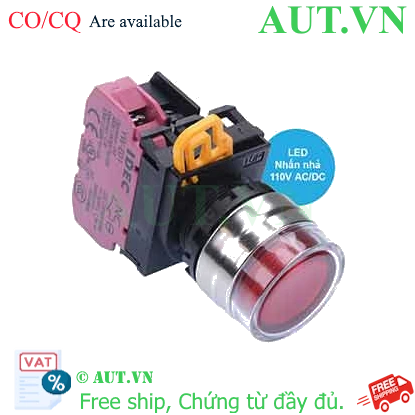 Ảnh của Nút nhấn nhả có đèn IDEC YW4L-MF2E01QHR 110VAC D22 1NC (Đỏ)