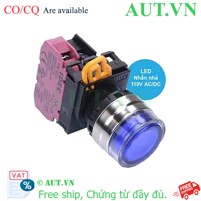 Ảnh của Nút nhấn nhả có đèn IDEC YW4L-MF2E01QHS 110VAC D22 1NC (Xanh)