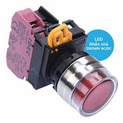 Ảnh của Nút nhấn nhả có đèn IDEC YW4L-MF2E01QM3R 220VAC D22 1NC (Đỏ)