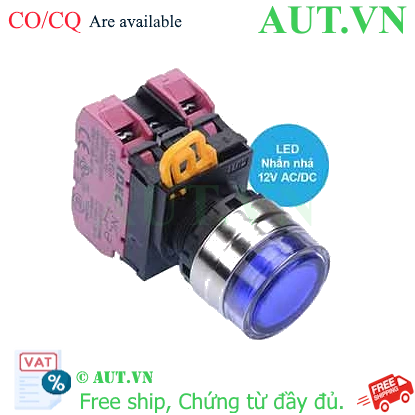Ảnh của Nút nhấn nhả có đèn IDEC YW4L-MF2E02Q3S 12VAC/DC D22 2NC (Xanh)