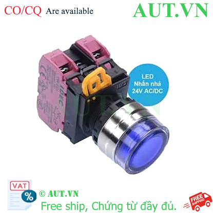 Ảnh của Nút nhấn nhả có đèn IDEC YW4L-MF2E02Q4S 24VAC/DC D22 2NC (Xanh)