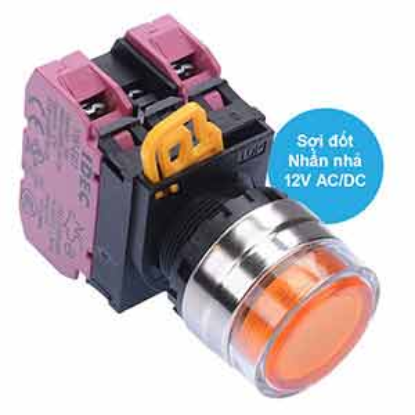 Ảnh của Nút nhấn nhả có đèn IDEC YW4L-MF2E02Q6A 12VAC/DC D22 2NC (Hổ phách)