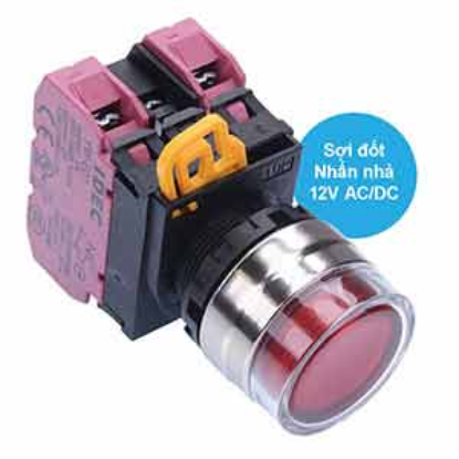 Ảnh của Nút nhấn nhả có đèn IDEC YW4L-MF2E02Q6R 12VAC/DC D22 2NC (Đỏ)