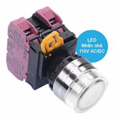 Ảnh của Nút nhấn nhả có đèn IDEC YW4L-MF2E02QHPW 110VAC D22 2NC (Trắng)