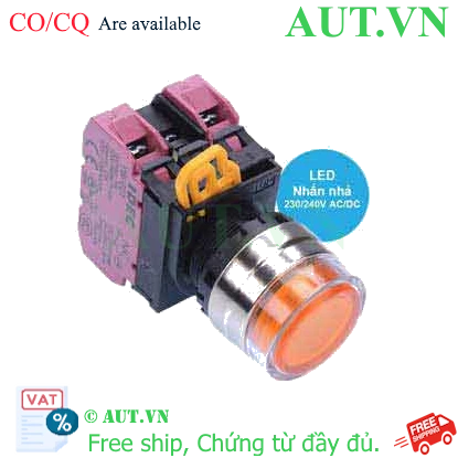 Ảnh của Nút nhấn nhả có đèn IDEC YW4L-MF2E02QM3A 220VAC D22 2NC (Hổ phách)