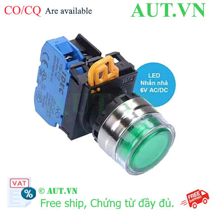 Ảnh của Nút nhấn nhả có đèn IDEC YW4L-MF2E10Q2G 6VAC/DC D22 1NO (Xanh)