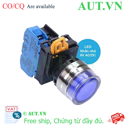 Ảnh của Nút nhấn nhả có đèn IDEC YW4L-MF2E10Q2S 6VAC/DC D22 1NO (Xanh)