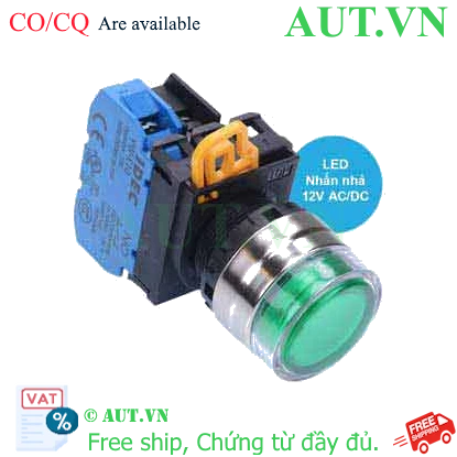 Ảnh của Nút nhấn nhả có đèn IDEC YW4L-MF2E10Q3G 12VAC/DC D22 1NO (Xanh)