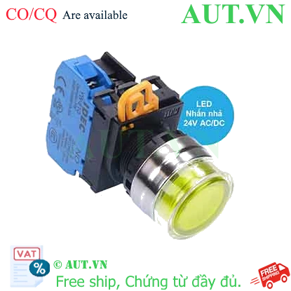 Ảnh của Nút nhấn nhả có đèn IDEC YW4L-MF2E10Q4Y 24VAC/DC D22 1NO (Vàng)
