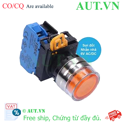 Ảnh của Nút nhấn nhả có đèn IDEC YW4L-MF2E10Q5A 6VAC/DC D22 1NO (Hổ phách)