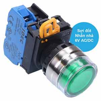 Ảnh của Nút nhấn nhả có đèn IDEC YW4L-MF2E10Q5G 6VAC/DC D22 1NO (Xanh)
