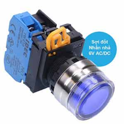 Ảnh của Nút nhấn nhả có đèn IDEC YW4L-MF2E10Q5S 6VAC/DC D22 1NO (Xanh)