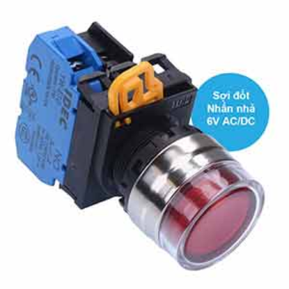 Ảnh của Nút nhấn nhả có đèn IDEC YW4L-MF2E10Q5R 6VAC/DC D22 1NO (Đỏ)
