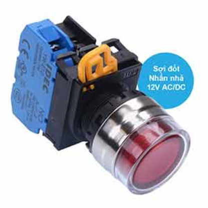 Ảnh của Nút nhấn nhả có đèn IDEC YW4L-MF2E10Q6R 12VAC/DC D22 1NO (Đỏ)