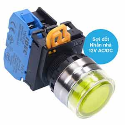 Ảnh của Nút nhấn nhả có đèn IDEC YW4L-MF2E10Q6Y 12VAC/DC D22 1NO (Vàng)