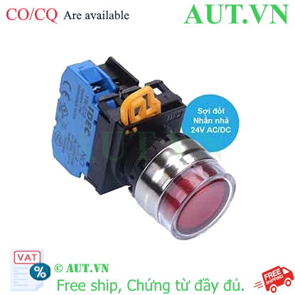 Ảnh của Nút nhấn nhả có đèn IDEC YW4L-MF2E10Q7R 24VAC/DC D22 1NO (Đỏ)