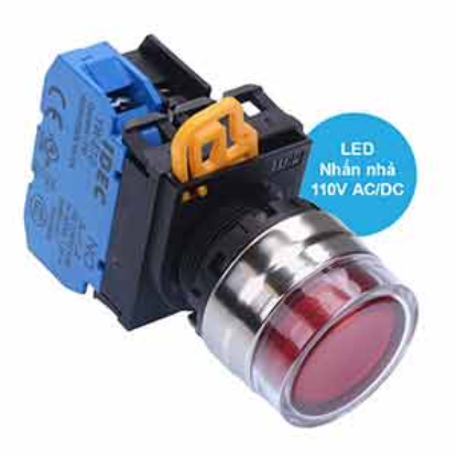 Ảnh của Nút nhấn nhả có đèn IDEC YW4L-MF2E10QHR 110VAC D22 1NO (Đỏ)