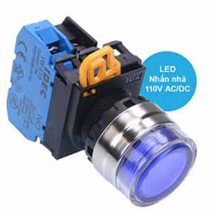 Ảnh của Nút nhấn nhả có đèn IDEC YW4L-MF2E10QHS 110VAC D22 1NO (Xanh)
