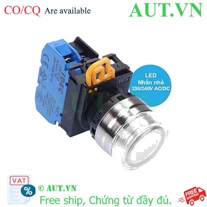 Ảnh của Nút nhấn nhả có đèn IDEC YW4L-MF2E10QM3PW 220VAC D22 1NO (Trắng)