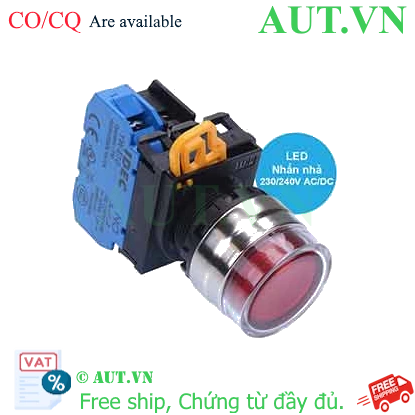 Ảnh của Nút nhấn nhả có đèn IDEC YW4L-MF2E10QM3R 220VAC D22 1NO (Đỏ)