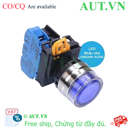 Ảnh của Nút nhấn nhả có đèn IDEC YW4L-MF2E10QM3S 220VAC D22 1NO (Xanh)