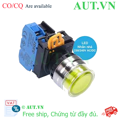 Ảnh của Nút nhấn nhả có đèn IDEC YW4L-MF2E10QM3Y 220VAC D22 1NO (Vàng)