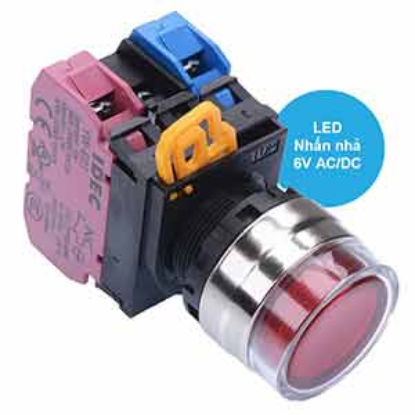 Ảnh của Nút nhấn nhả có đèn IDEC YW4L-MF2E11Q2R 6VAC/DC D22 1NO+1NC (Đỏ)