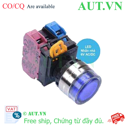 Ảnh của Nút nhấn nhả có đèn IDEC YW4L-MF2E11Q2S 6VAC/DC D22 1NO+1NC (Xanh)