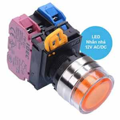 Ảnh của Nút nhấn nhả có đèn IDEC YW4L-MF2E11Q3A 12VAC/DC D22 1NO+1NC (Hổ phách)