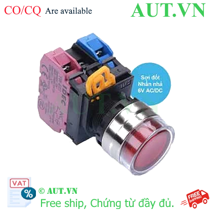 Ảnh của Nút nhấn nhả có đèn IDEC YW4L-MF2E11Q5R 6VAC/DC D22 1NO+1NC (Đỏ)
