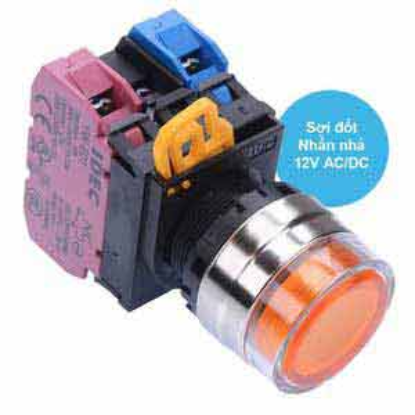 Ảnh của Nút nhấn nhả có đèn IDEC YW4L-MF2E11Q6A 12VAC/DC D22 1NO+1NC (Hổ phách)