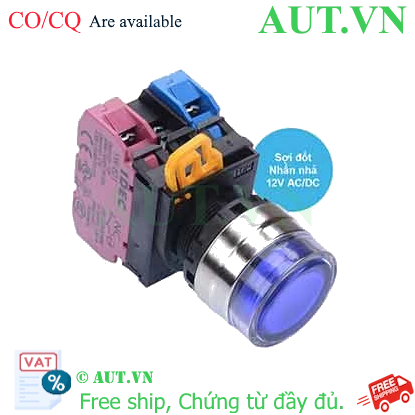 Ảnh của Nút nhấn nhả có đèn IDEC YW4L-MF2E11Q6S 12VAC/DC D22 1NO+1NC (Xanh)