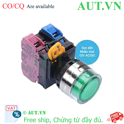 Ảnh của Nút nhấn nhả có đèn IDEC YW4L-MF2E11Q6G 12VAC/DC D22 1NO+1NC (Xanh)