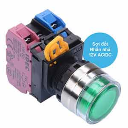 Ảnh của Nút nhấn nhả có đèn IDEC YW4L-MF2E11Q6G 12VAC/DC D22 1NO+1NC (Xanh)