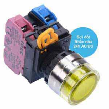 Ảnh của Nút nhấn nhả có đèn IDEC YW4L-MF2E11Q7Y 24VAC/DC D22 1NO+1NC (Vàng)