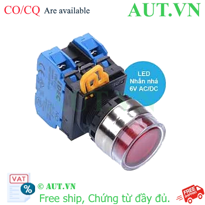 Ảnh của Nút nhấn nhả có đèn IDEC YW4L-MF2E20Q2R 6VAC/DC D22 2NO (Đỏ)