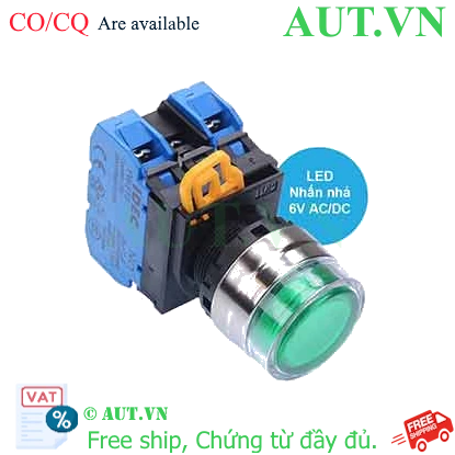 Ảnh của Nút nhấn nhả có đèn IDEC YW4L-MF2E20Q2G 6VAC/DC D22 2NO (Xanh)