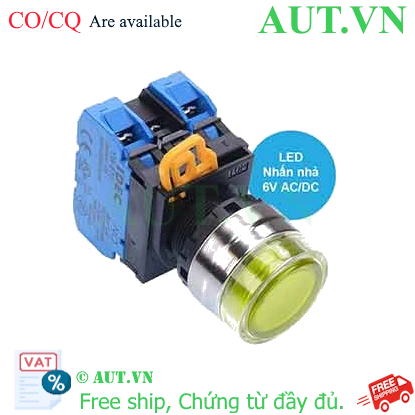 Ảnh của Nút nhấn nhả có đèn IDEC YW4L-MF2E20Q2Y 6VAC/DC D22 2NO (Vàng)