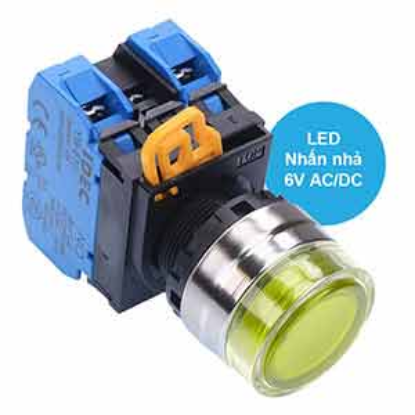 Ảnh của Nút nhấn nhả có đèn IDEC YW4L-MF2E20Q2Y 6VAC/DC D22 2NO (Vàng)