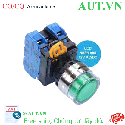 Ảnh của Nút nhấn nhả có đèn IDEC YW4L-MF2E20Q3G 12VAC/DC D22 2NO (Xanh)