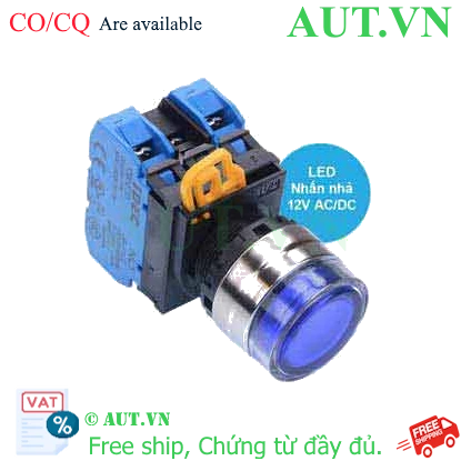 Ảnh của Nút nhấn nhả có đèn IDEC YW4L-MF2E20Q3S 12VAC/DC D22 2NO (Xanh)