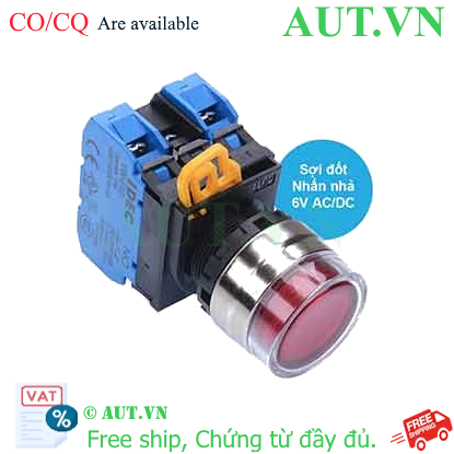 Ảnh của Nút nhấn nhả có đèn IDEC YW4L-MF2E20Q5R 6VAC/DC D22 2NO (Đỏ)