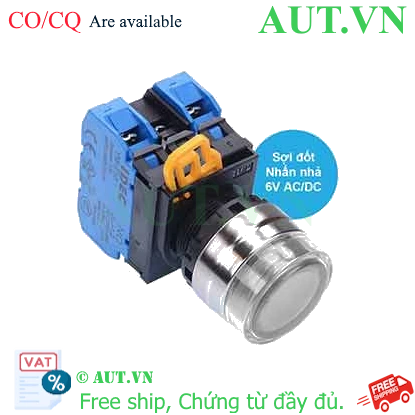 Ảnh của Nút nhấn nhả có đèn IDEC YW4L-MF2E20Q5W 6VAC/DC D22 2NO (Trắng)